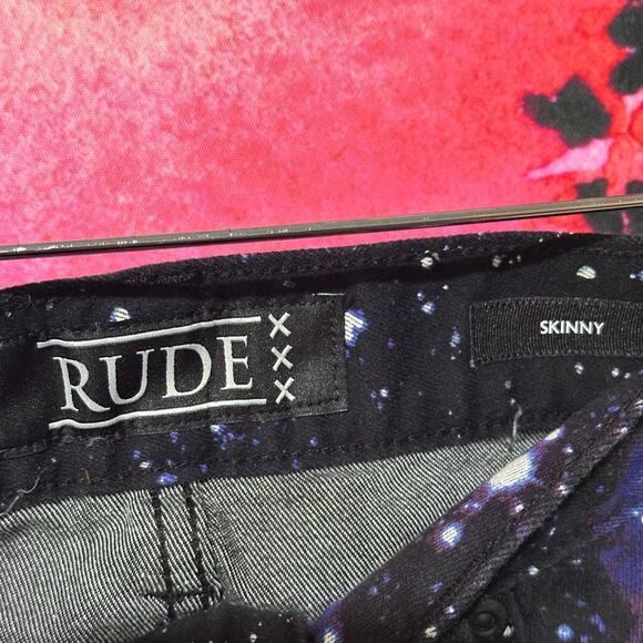 Men’s Rude XXX Pants Skinny Multicolor Stretch Space Galaxy Jeans 32 / 32 - Picture 3 of 3